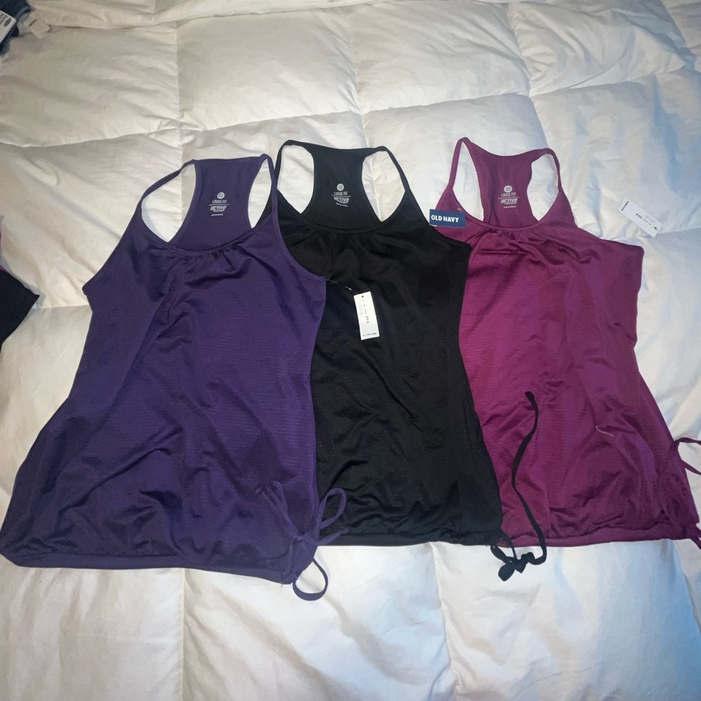 Old Navy Purple, Plum and Black Athletic Tops ( Set of 3) NWT